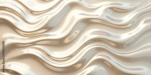 Fluid liquid metal texture in shiny silver or gold with wavy patterns, creating a sense of movement. The glossy surface reflects light, adding depth and sophistication, ideal for luxury branding