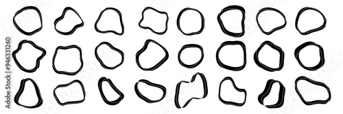 緩やかな輪になったフレーム、不規則で滑らかな形のベクターイラストセット