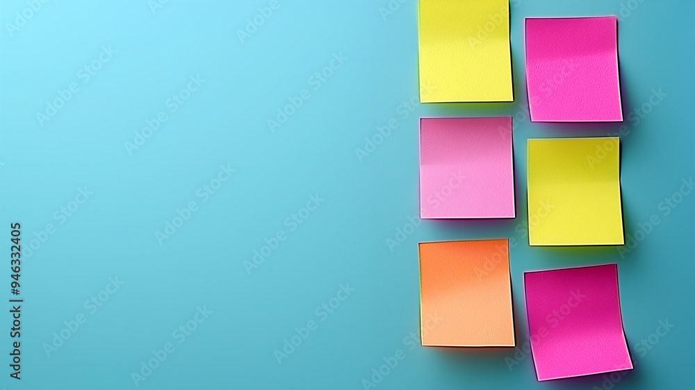 Colorful sticky notes on a blue background Colorful sticky notes on a blue background