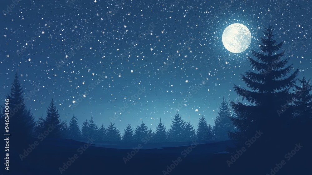 Naklejka premium Christmas tree against a night sky