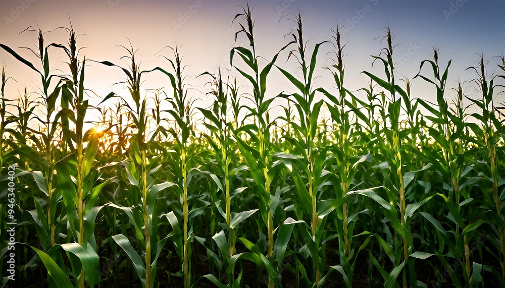 Obraz premium corn field at sunset
