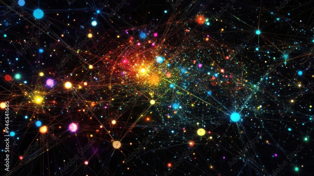 Fototapeta premium Abstract Cosmic Web with Glowing Stars and Interconnected Lines