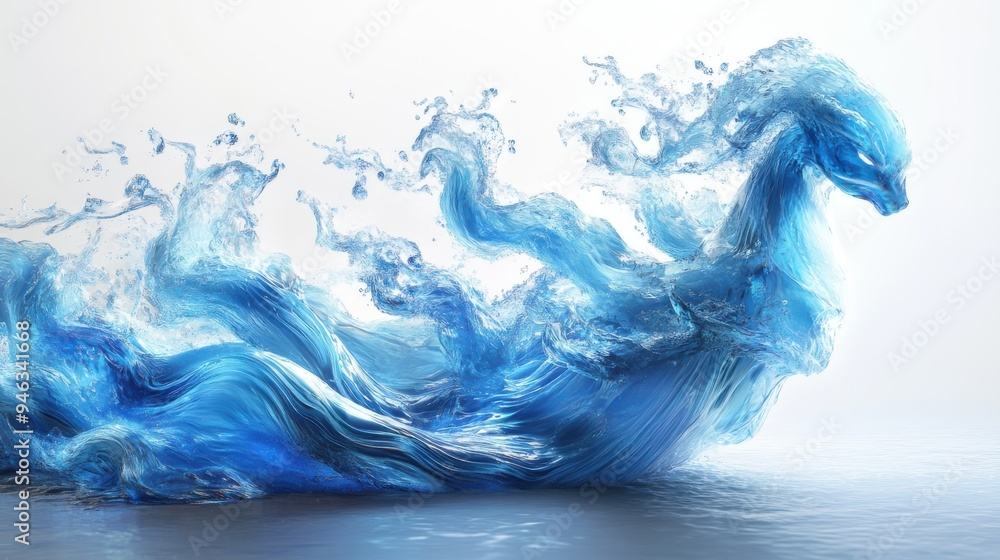 Mystical water elemental with vivid fluid motion, glowing blue light, perfect lighting, clean white background, Mystical water elemental with vivid fluid motion, glowing blue light, perfect lighting, clean white background,