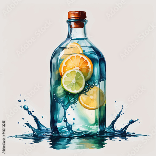 Bottle Ilustration Painting Background Very Cool
