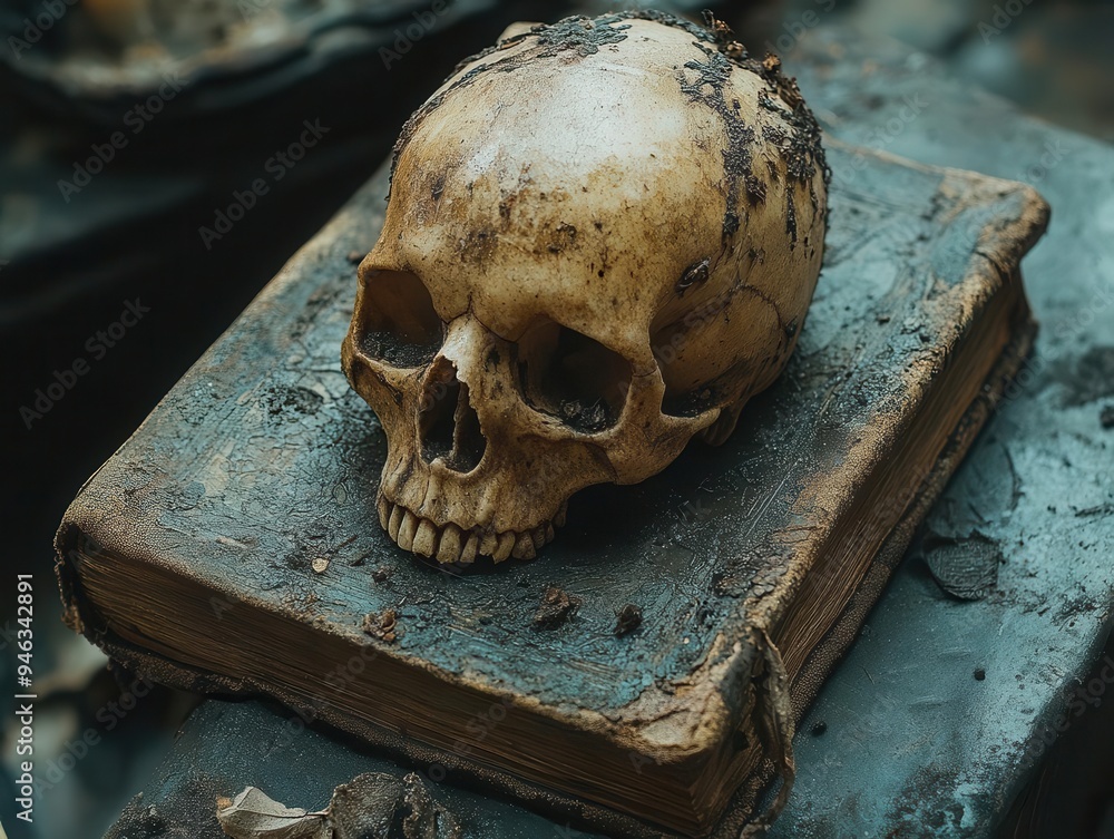 gothicinspired vertical frame with antique book and ornate skull dark and mysterious ambiance intricate details shadowy background with hints of candlelight gothicinspired vertical frame with antique book and ornate skull dark and mysterious ambiance intricate details shadowy background with hints of candlelight
