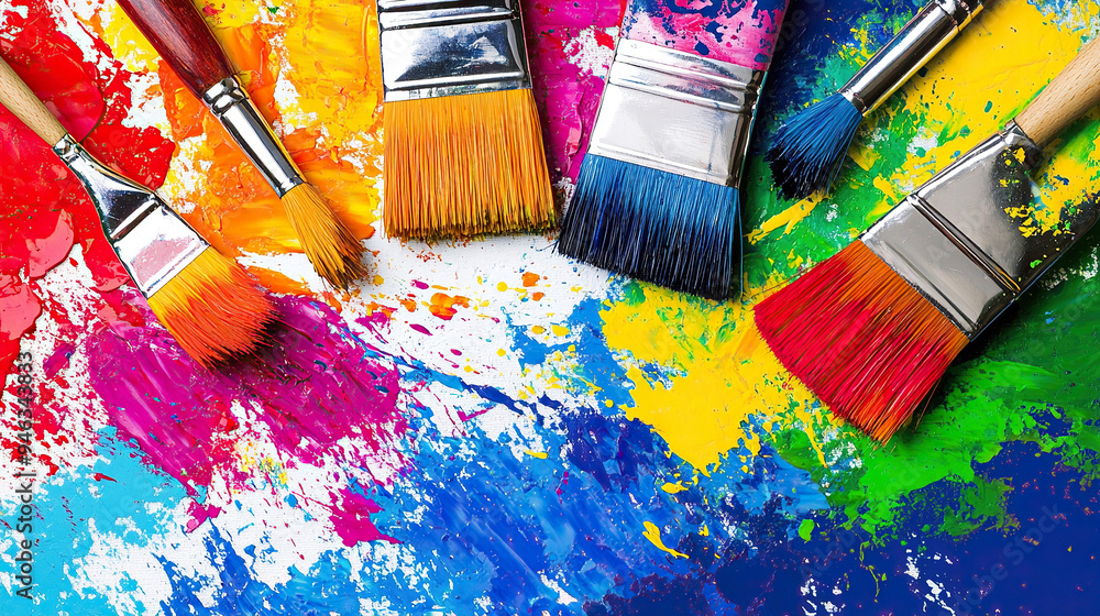 Fototapeta premium Abstract colorful background with brushes