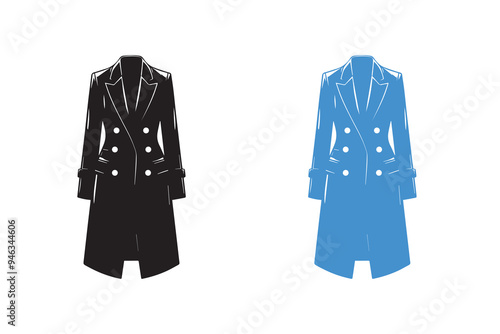 Women Long Suit, Coat, Blazer silhouette Illustration