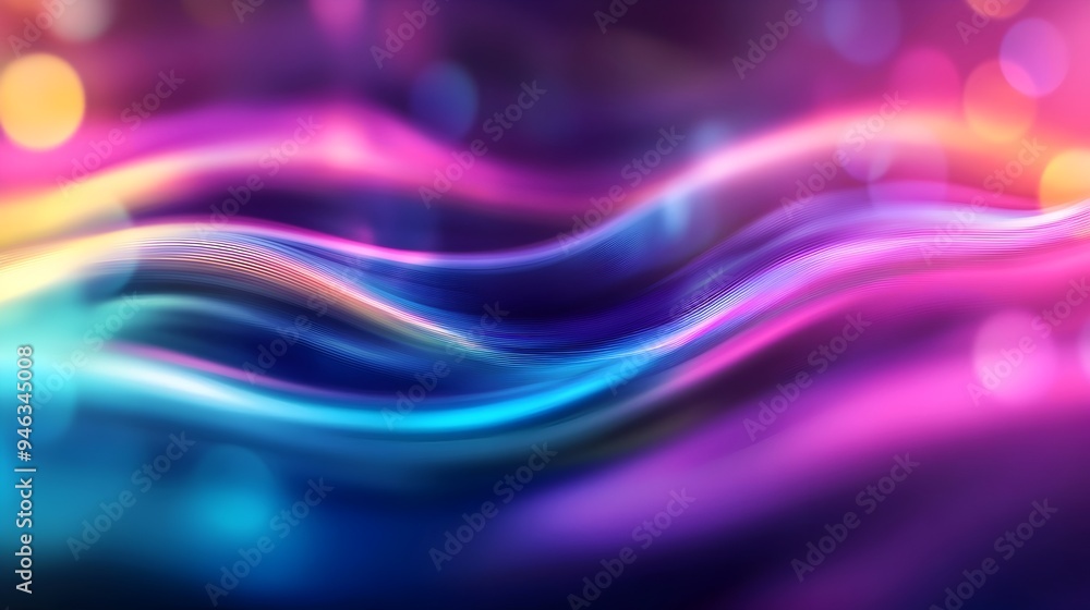 Shimmering Iridescent Light Waves Flowing Across a Modern Digital Backdrop Shimmering Iridescent Light Waves Flowing Across a Modern Digital Backdrop