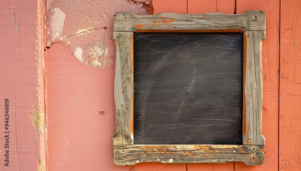 custom made wallpaper toronto digitalClassroom blackboard with rustic wooden edges on a soft tangerine background, ideal for educational concepts Ample space for text
