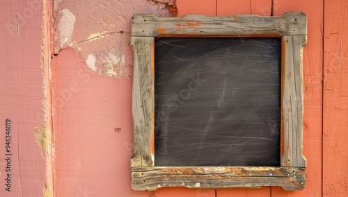 Wallpaper Mural Classroom blackboard with rustic wooden edges on a soft tangerine background, ideal for educational concepts Ample space for text Torontodigital.ca