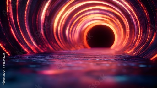 Radiant Stage with Swirling Patterns of Vivid Lights   Intense Fiery Atmosphere and Cinematic Work photo