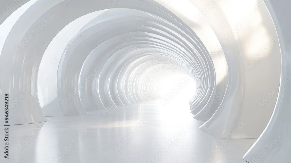 Obraz premium White Circular Tunnel Leading to Bright Light