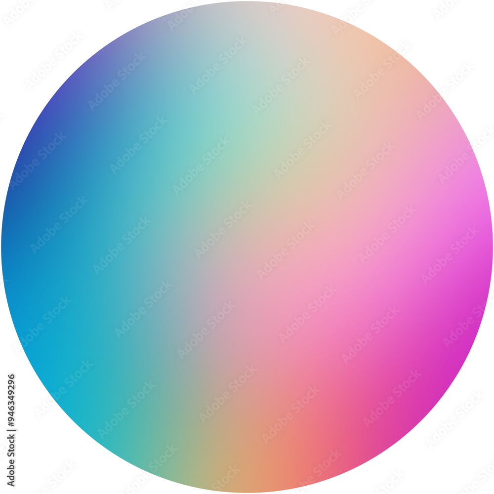 Vibrant gradient circle with a mix of blue, green, pink, and yellow hues on a transparent background Vibrant gradient circle with a mix of blue, green, pink, and yellow hues on a transparent background