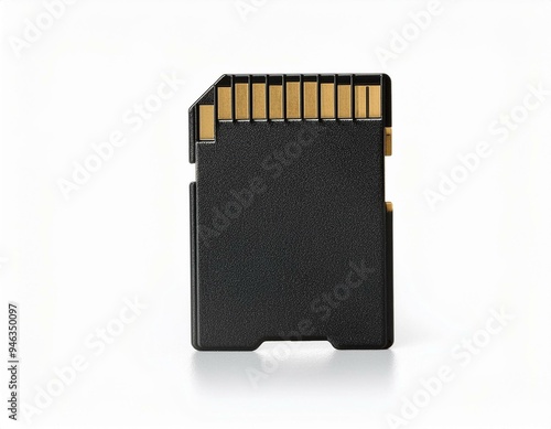 Black SD memory card isolated on white background
