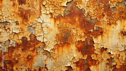 Rusty, worn, and torn vector distressed texture with cracks, peels, and frays, evoking a sense of aged decay and grungy, rough-around-the-edges nostalgia. photo