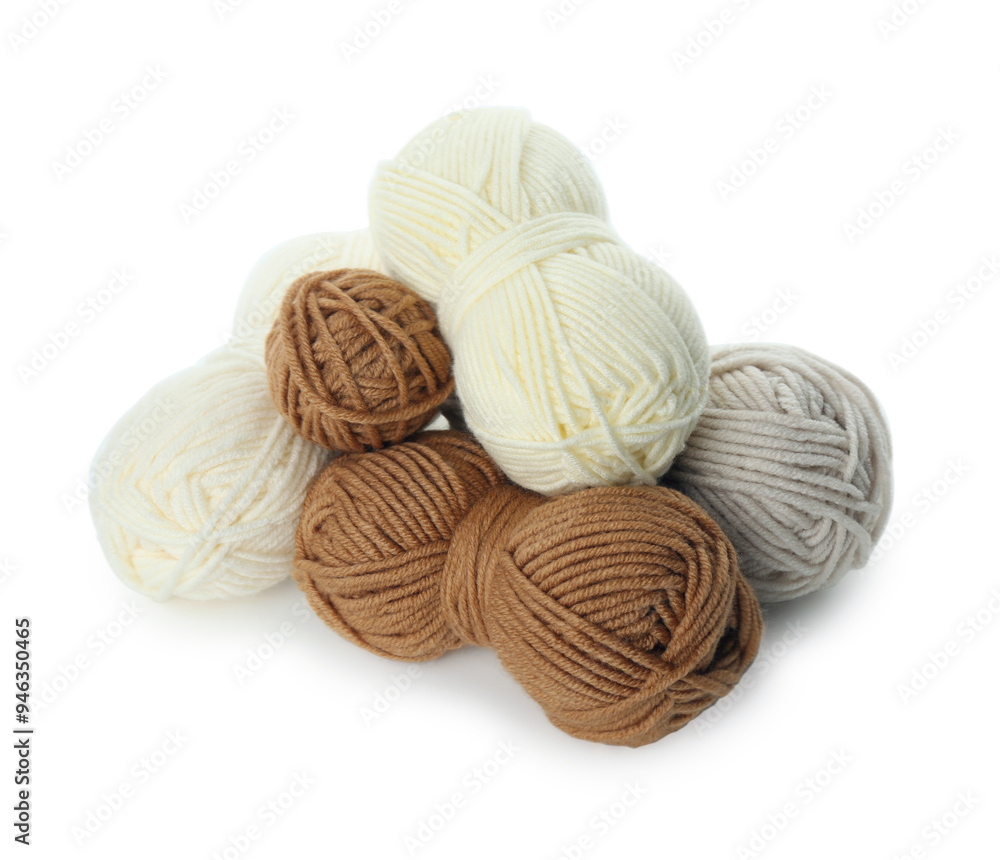 Skeins of soft yarn for knitting isolated on white Skeins of soft yarn for knitting isolated on white