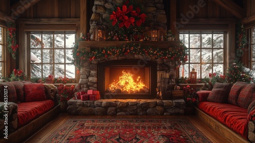 Cozy Christmas Cabin Fireplace