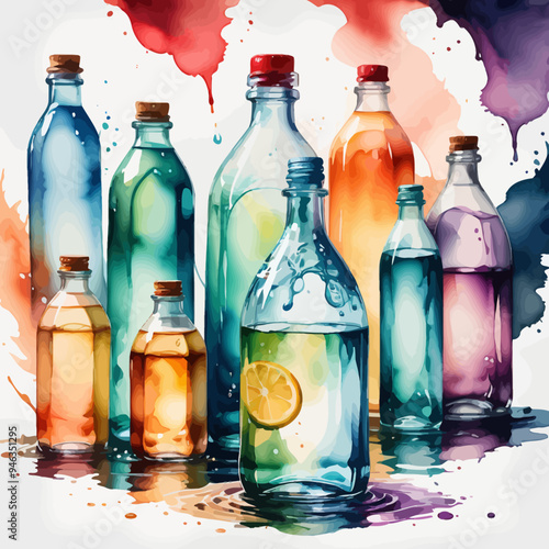 Bottle Ilustration Painting Background Very Cool