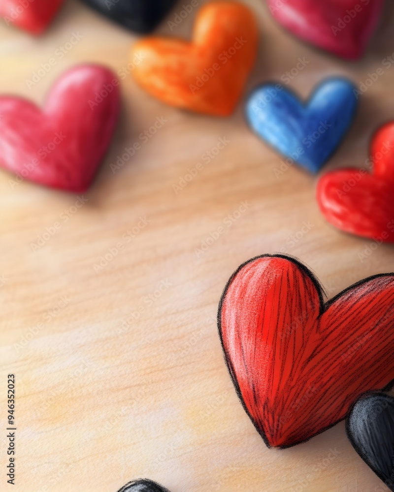 Fototapeta premium Intricate Hand Drawn Heart Doodles and Love Themed in Cozy Studio Setting