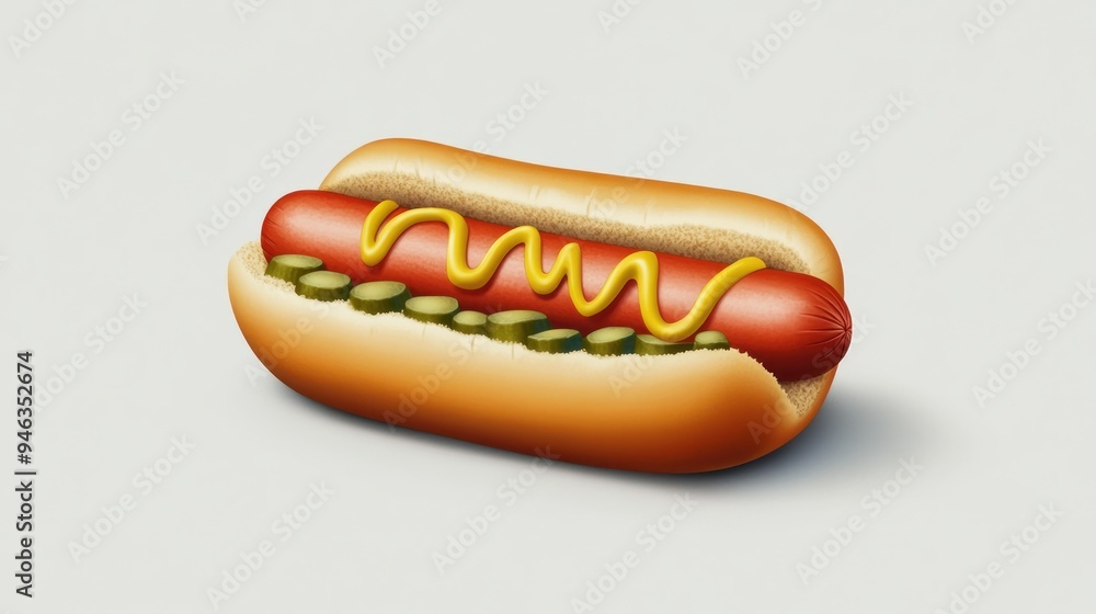 Classic Hot Dog with Mustard and Pickles Classic Hot Dog with Mustard and Pickles