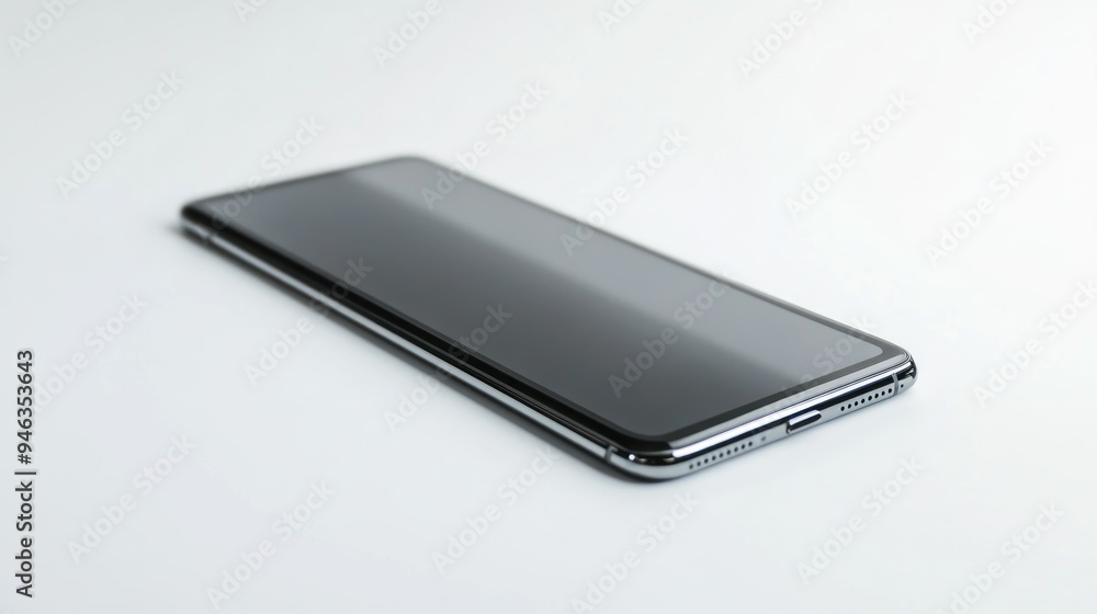 A Black Smartphone Lying on a White Surface A Black Smartphone Lying on a White Surface