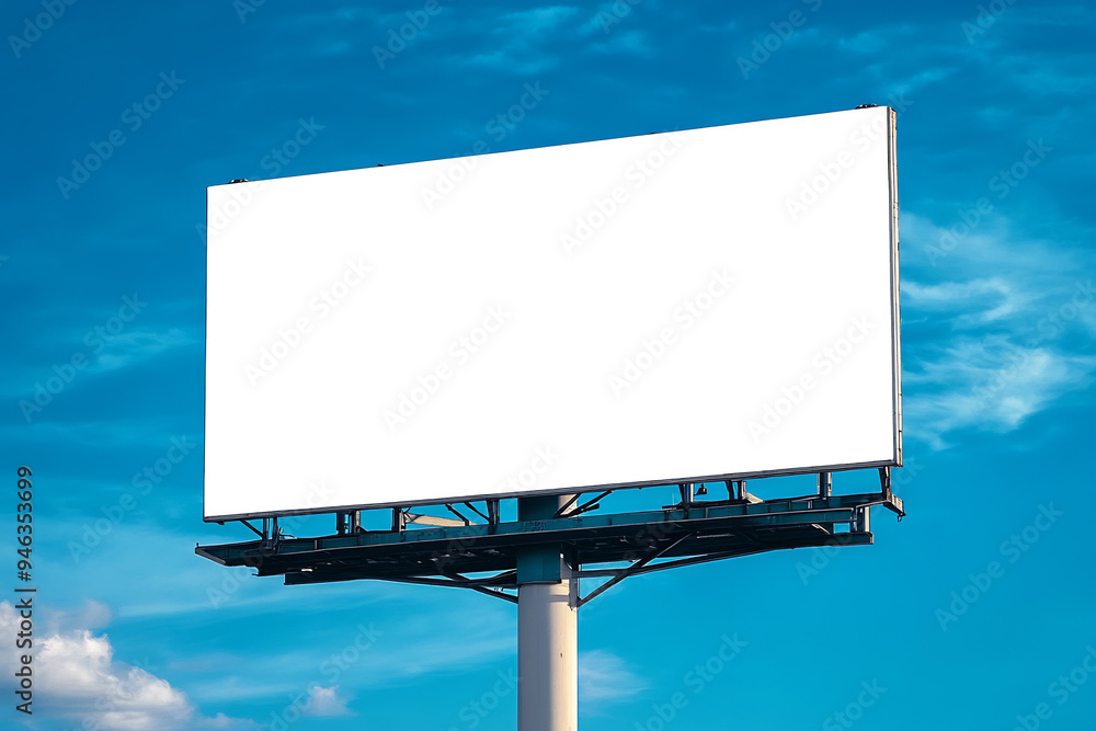 A large blank billboard against the blue sky A large blank billboard against the blue sky