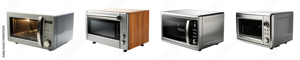 Fototapeta premium Set, collection of Microwave Stand isolated on transparent background.