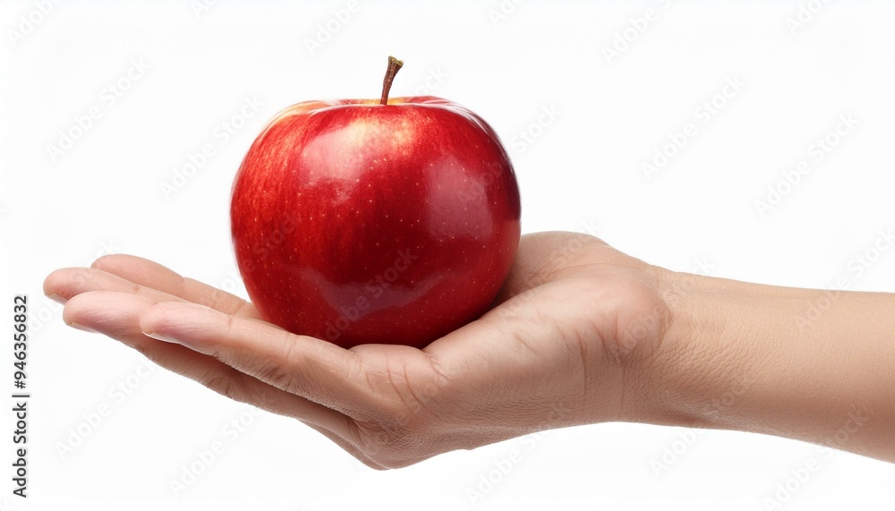 hand holding Red Apple Isolated on White Background hand holding Red Apple Isolated on White Background