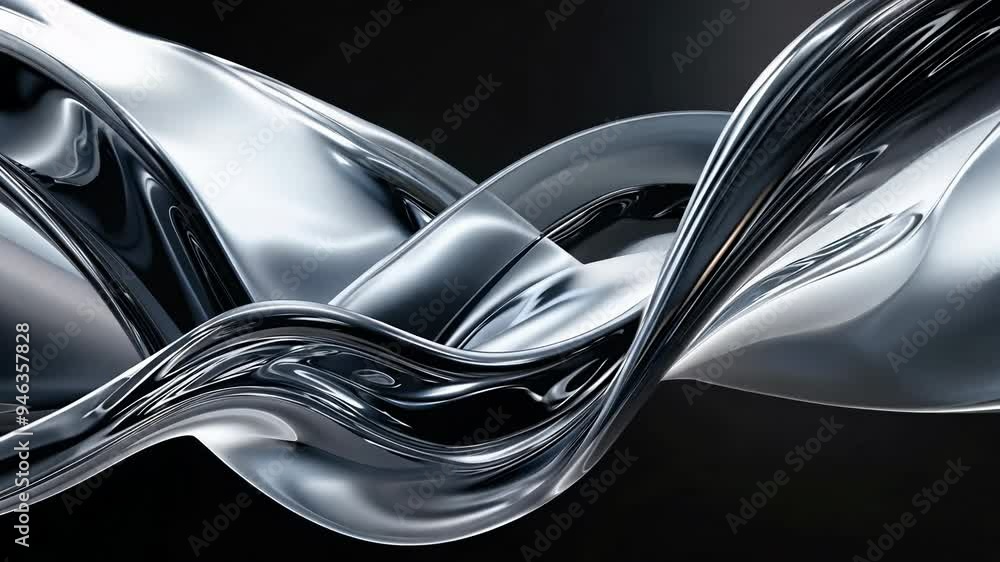 Abstract close-up of fluid, intertwined metallic shapes with smooth, reflective surfaces on a dark background. Futuristic digital art concept Abstract close-up of fluid, intertwined metallic shapes with smooth, reflective surfaces on a dark background. Futuristic digital art concept