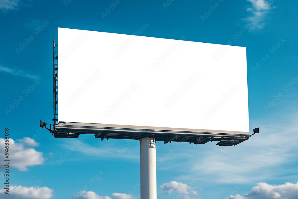 A large blank billboard against the blue sky A large blank billboard against the blue sky