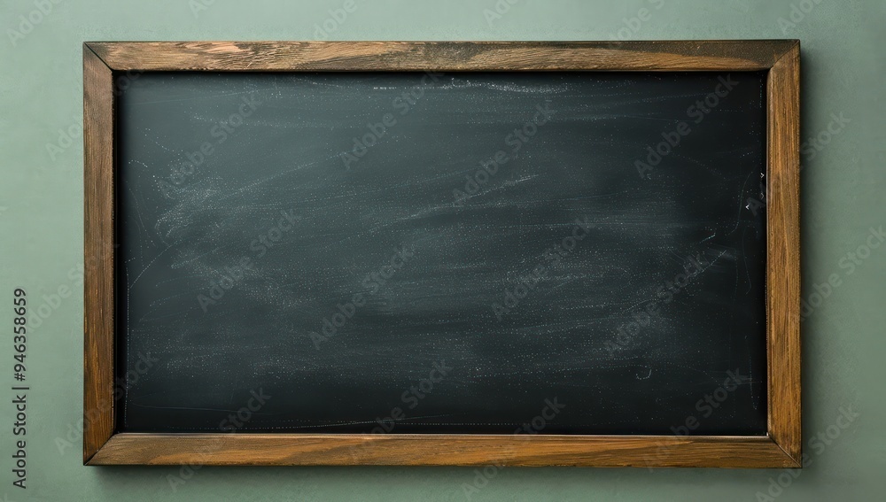 Dark school blackboard with a wooden frame on a light olive background, providing ample space for mockups and designs Ideal for educational presentations Dark school blackboard with a wooden frame on a light olive background, providing ample space for mockups and designs Ideal for educational presentations