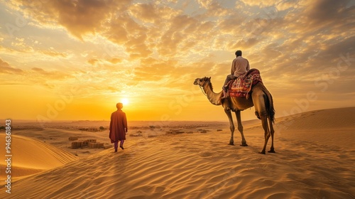 Camel Silhouette at Sunset in the Desert