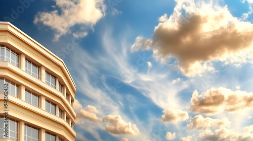 Serene Skyscape Over Tranquil Medical Facility with Modern Minimalist Architecture