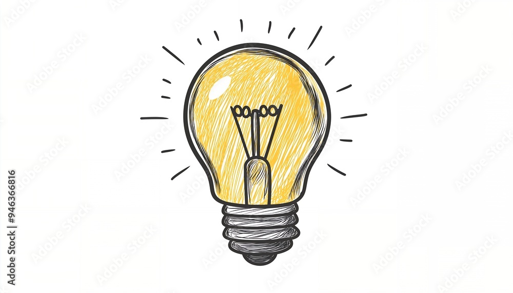 A hand-drawn light bulb symbolizing ideas and creativity. A hand-drawn light bulb symbolizing ideas and creativity.
