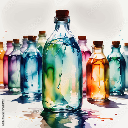 Bottle Ilustration Painting Background Very Cool