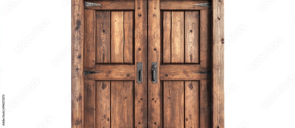 Rustic Wooden Double Doors with Iron Accents Rustic Wooden Double Doors with Iron Accents