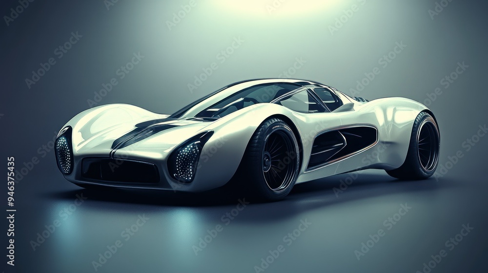 Futuristic White Sports Car With Black Trim Futuristic White Sports Car With Black Trim