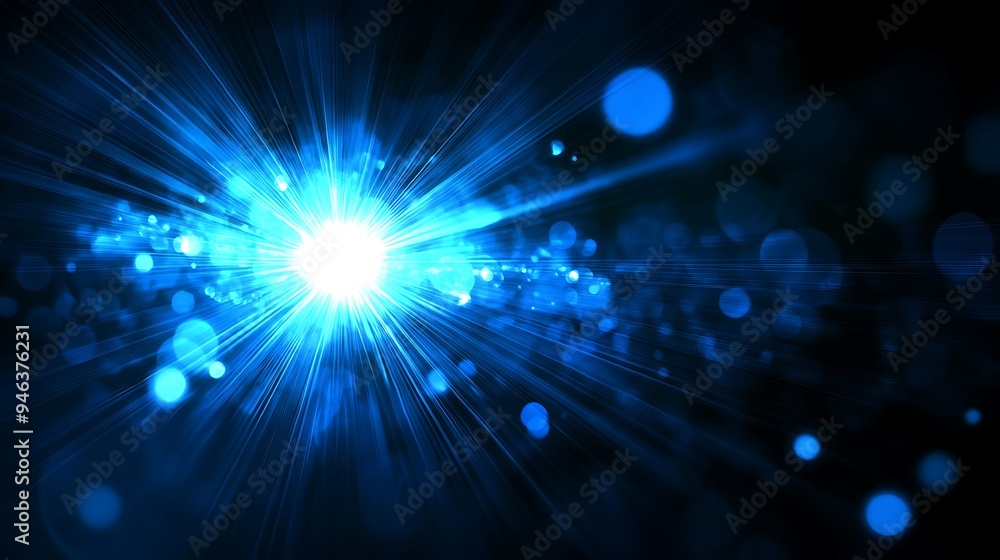 Fototapeta premium Stunning Blue Light Burst Creating a Magical Atmosphere with Radiant Energy
