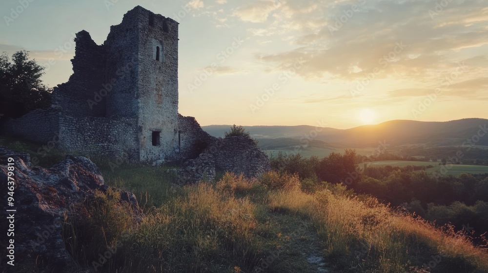 View of horror castle building on highland mountain peak background wallpaper AI generated image View of horror castle building on highland mountain peak background wallpaper AI generated image