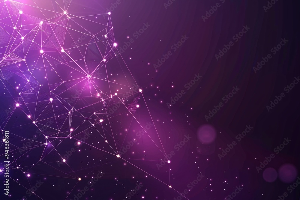 Fototapeta premium Abstract purple polygonal background with connecting dots and lines. Connection structure.