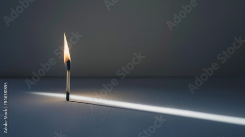 A Lit Matchstick Casting a Shadow