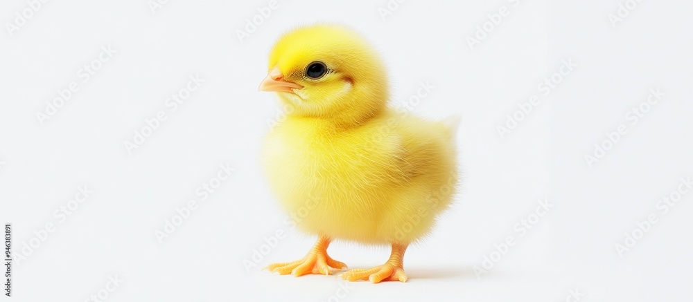 Cute Fluffy Yellow Chick on White Background Cute Fluffy Yellow Chick on White Background