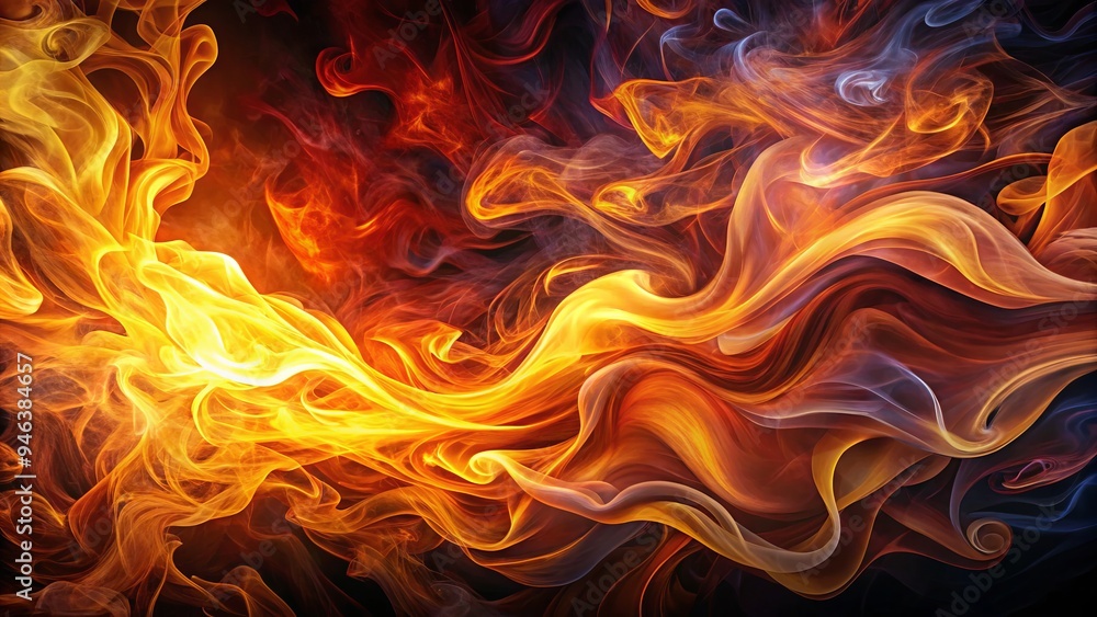 Vibrant transparent flames engulf a dark background, showcasing mesmerizing swirls of orange, yellow, and red hues in a fiery, ethereal, and hypnotic visual spectacle. Vibrant transparent flames engulf a dark background, showcasing mesmerizing swirls of orange, yellow, and red hues in a fiery, ethereal, and hypnotic visual spectacle.