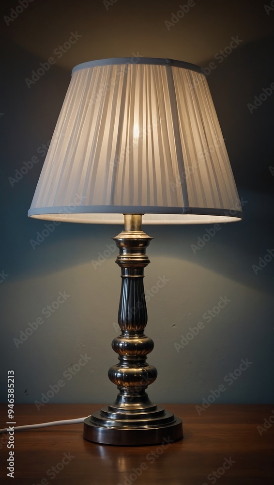 Lamp with White Shade Turned On Lamp with White Shade Turned On
