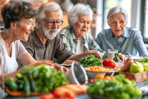 nutritionist is gently explaining dietary plans to a group of seniors. : Generative AI