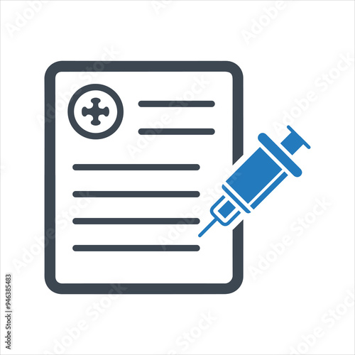 Vaccine certificate icon. Vaccination status. Medical card icon