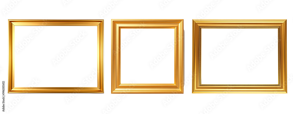 Set of gold photo frames