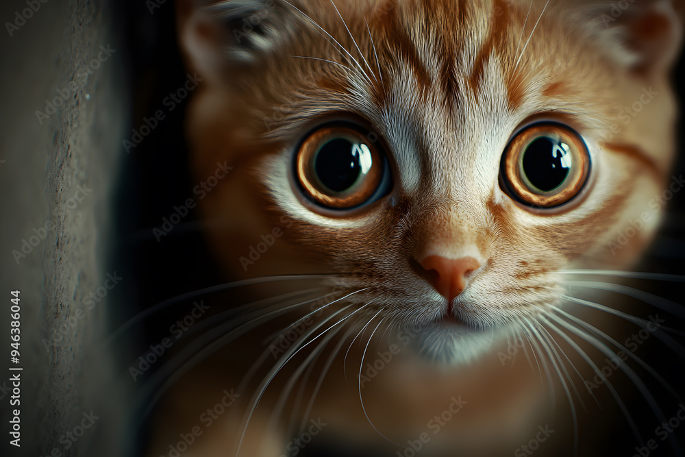 Close up portrait of Frighten or surprised cat Close up portrait of Frighten or surprised cat