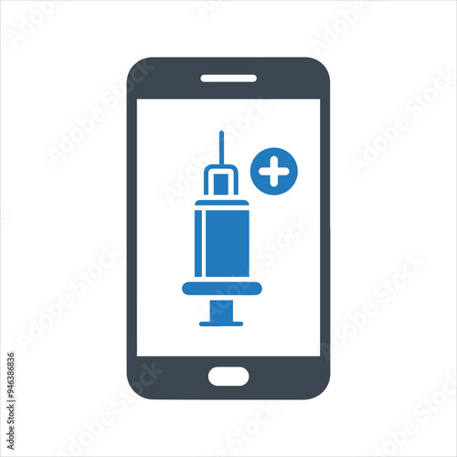 Vaccine certificate icon. Vaccination status on mobile device. Fully vaccinated icon
