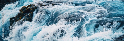 Ocean Waves Crashing on Rocks